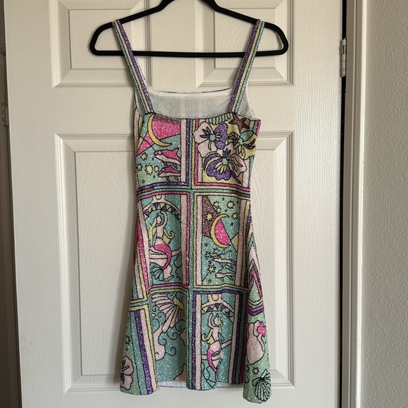 Oceanus Talia Hand Beaded Multi-Coloured Crystal Party Dress in Pastel - Picture 3 of 8